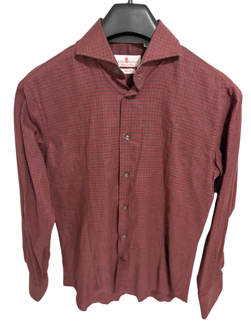 Eredi Pisano Slim Fit Shirt Mens 15.5 39 Multicolor Plaid Italy Multicolor